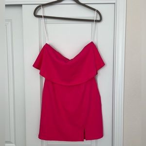Strapless mini pink dress